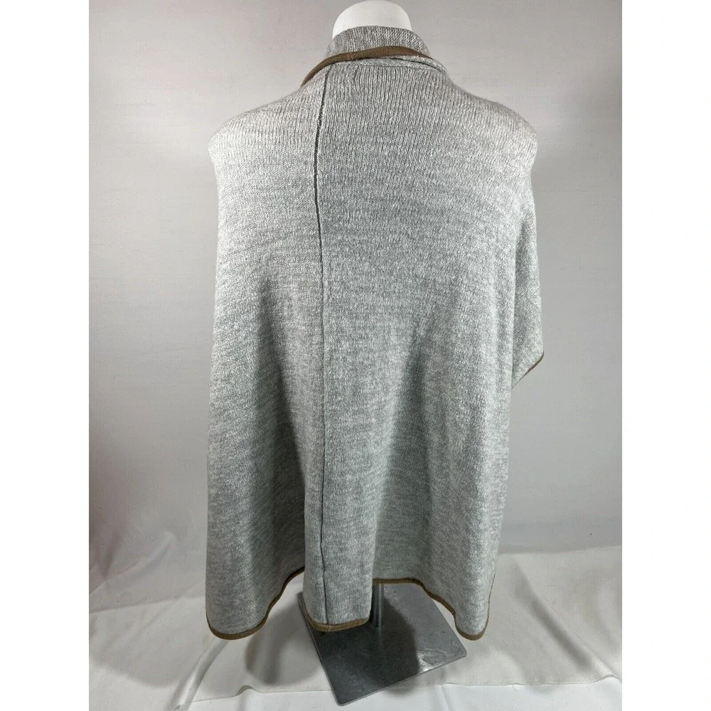 Freeway Boho‎ Shawl Womens One Size Gray Brown Contrast Trim Casual